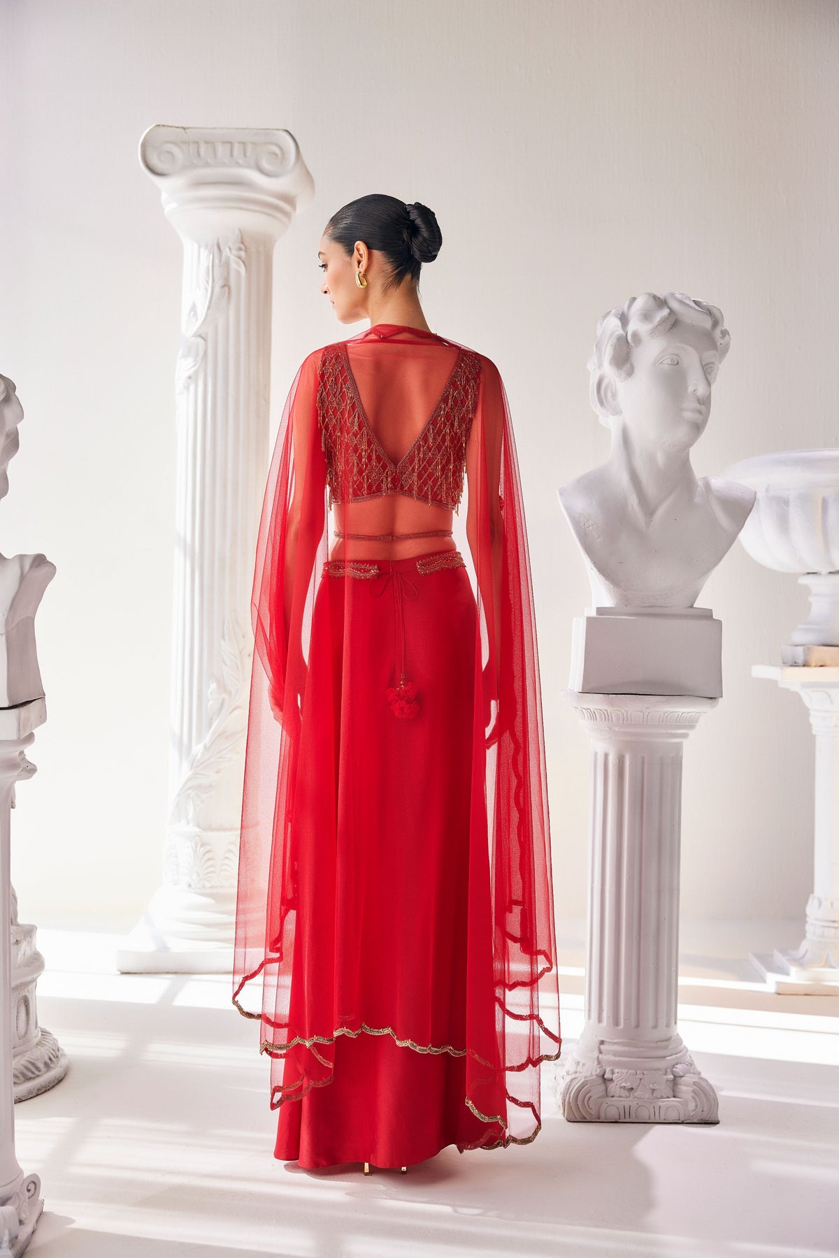 Elegant Red Cape Set