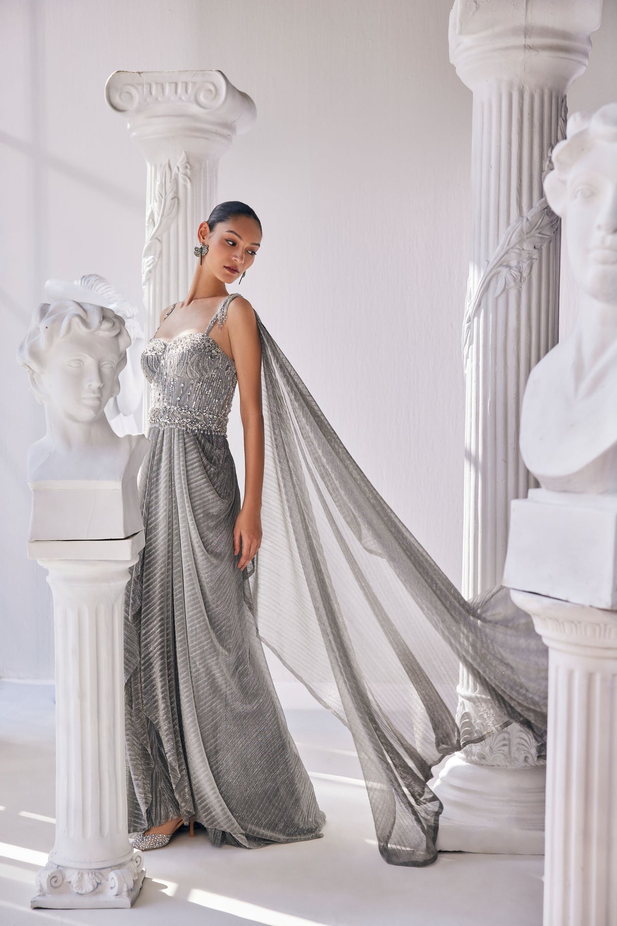 Ombre Draped Saree Gown