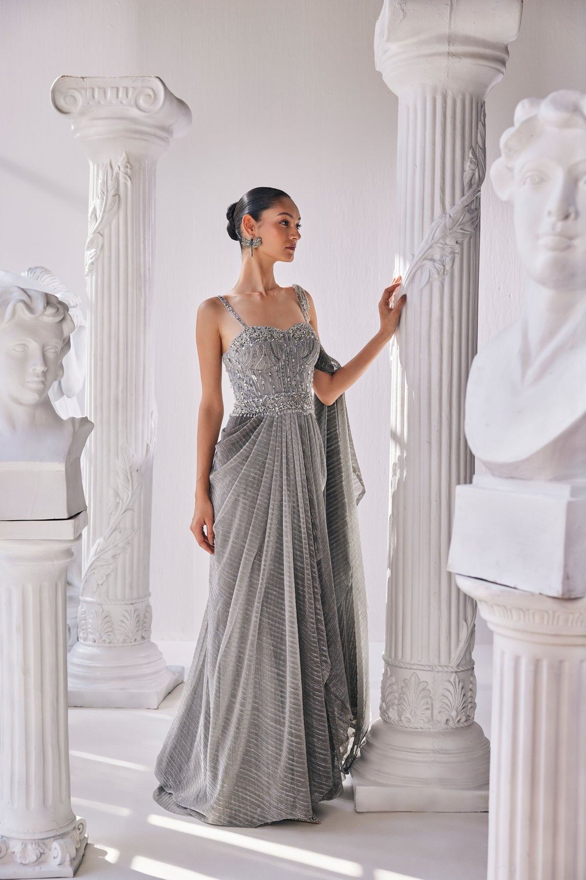 Ombre Draped Saree Gown