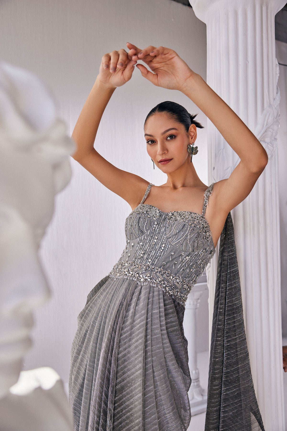 Ombre Draped Saree Gown