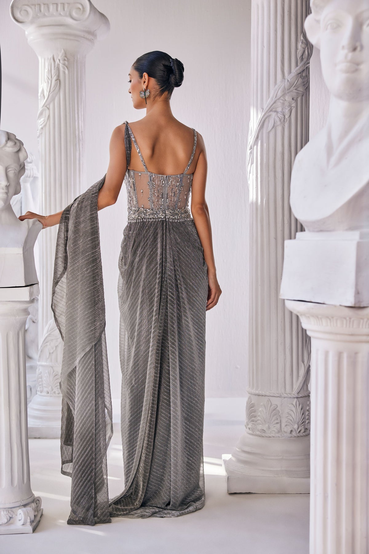 Ombre Draped Saree Gown