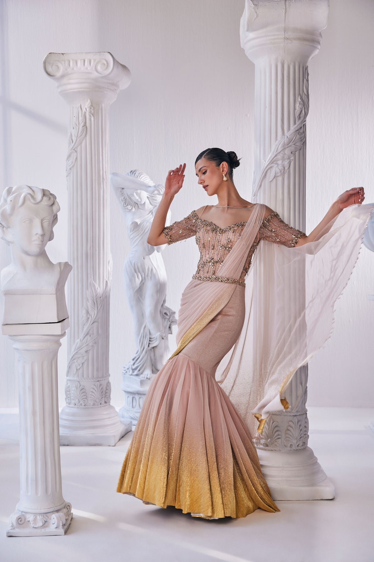 Shimmer Draped Gown