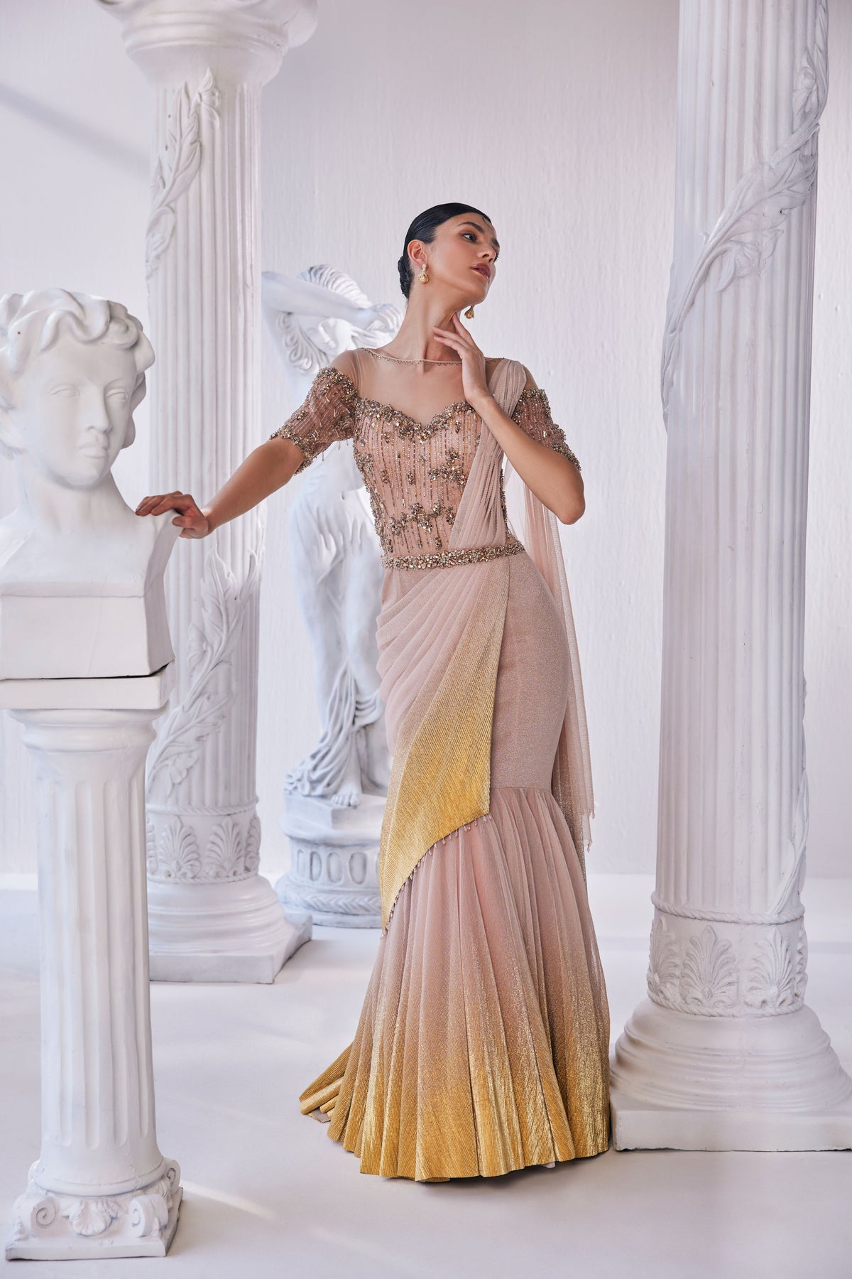 Shimmer Draped Gown