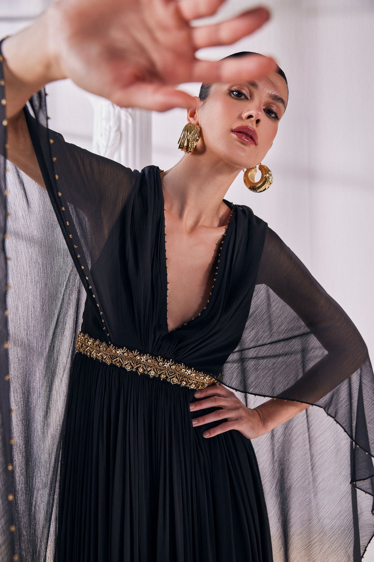 Black Chiffon Kaftan Dress