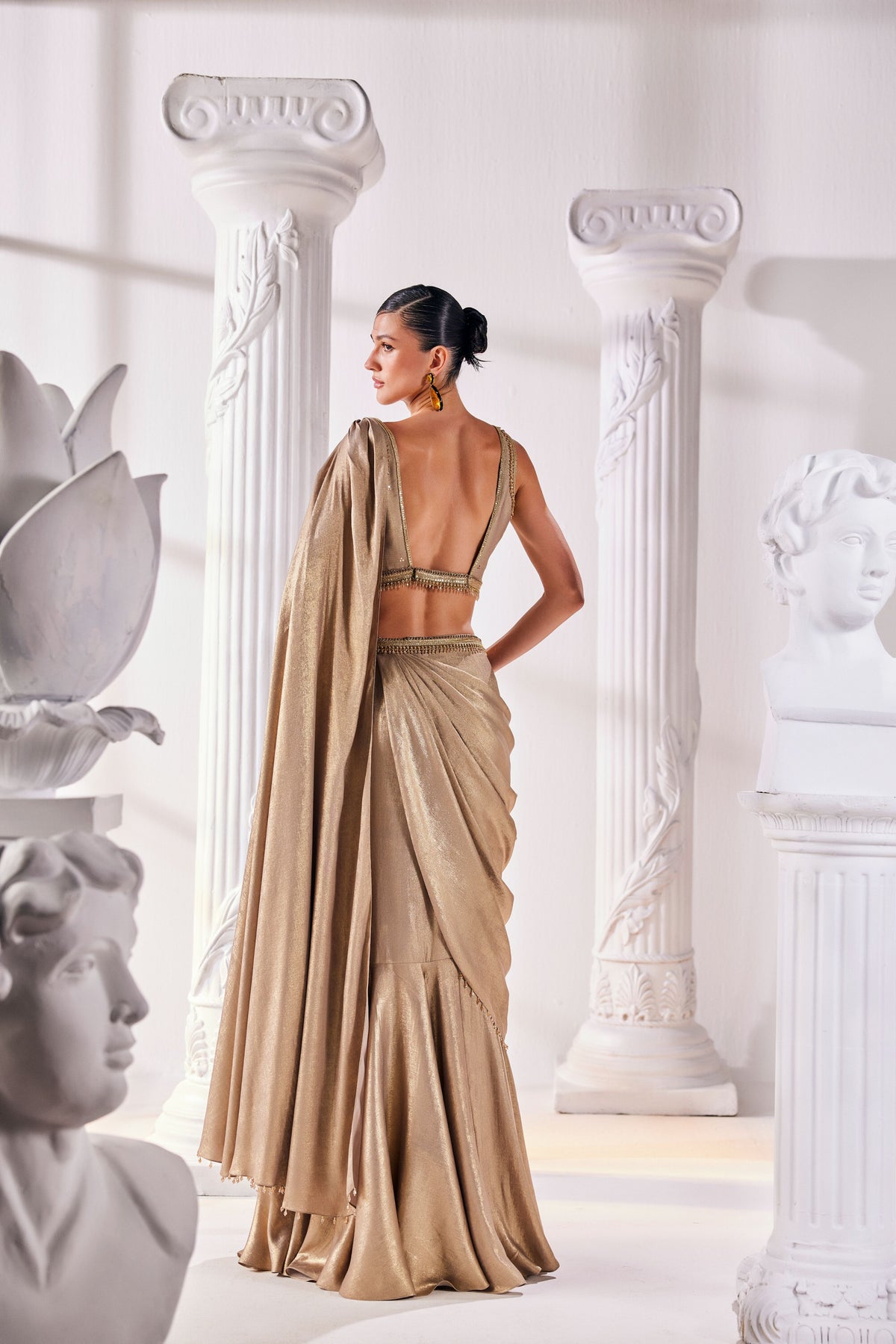 Metallic Drape Saree Set