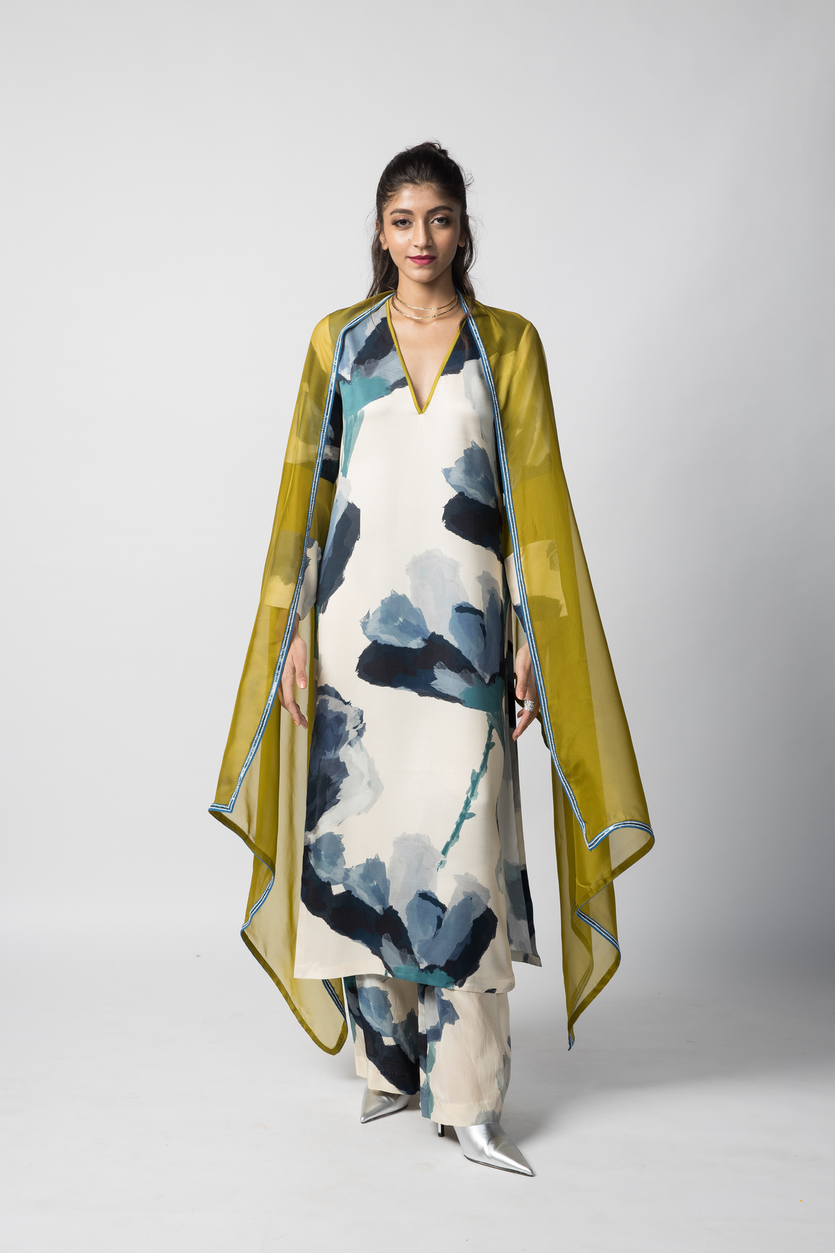 Marble Colour Blocked Kurta Set
