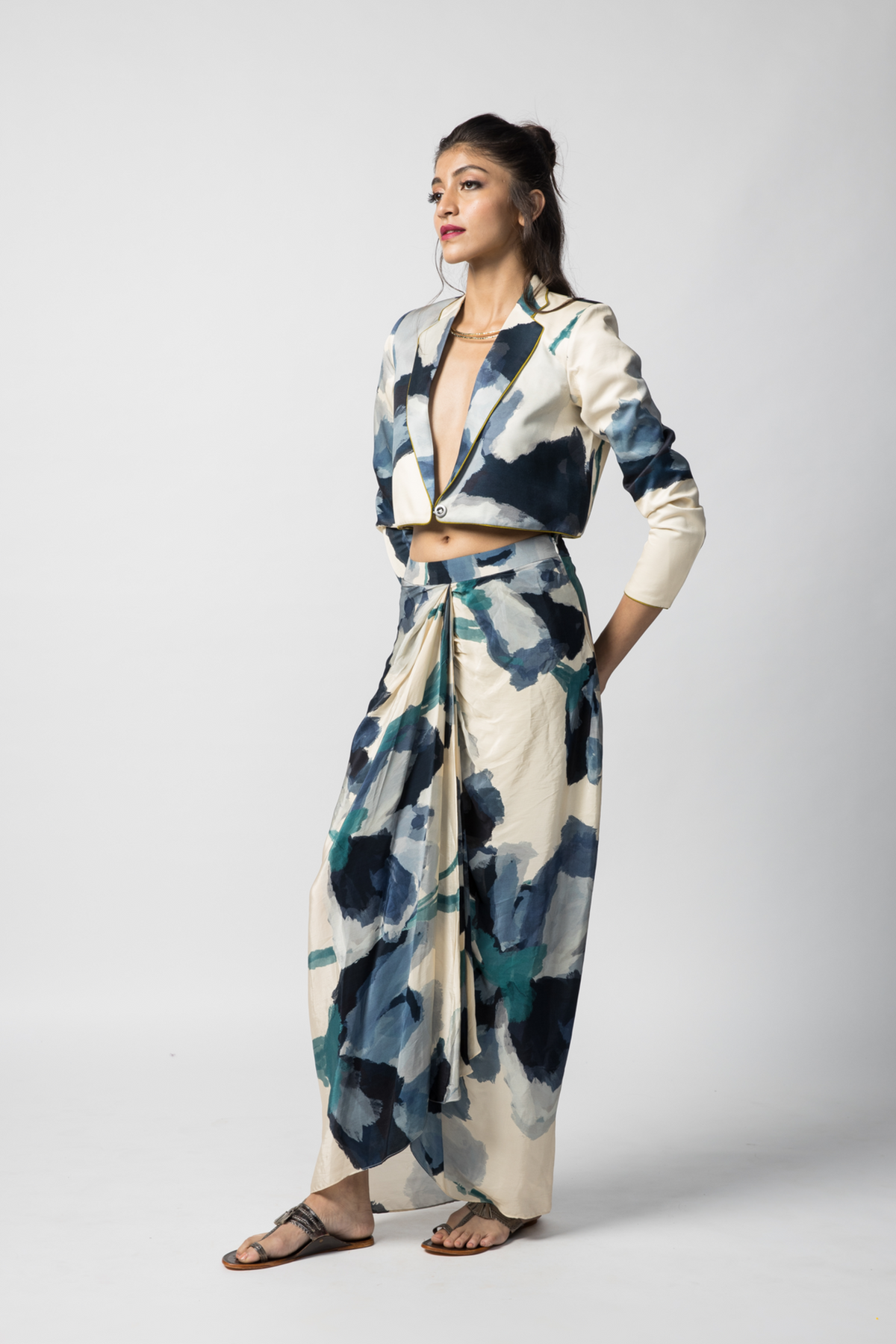 Marble Cropped Jacket Set