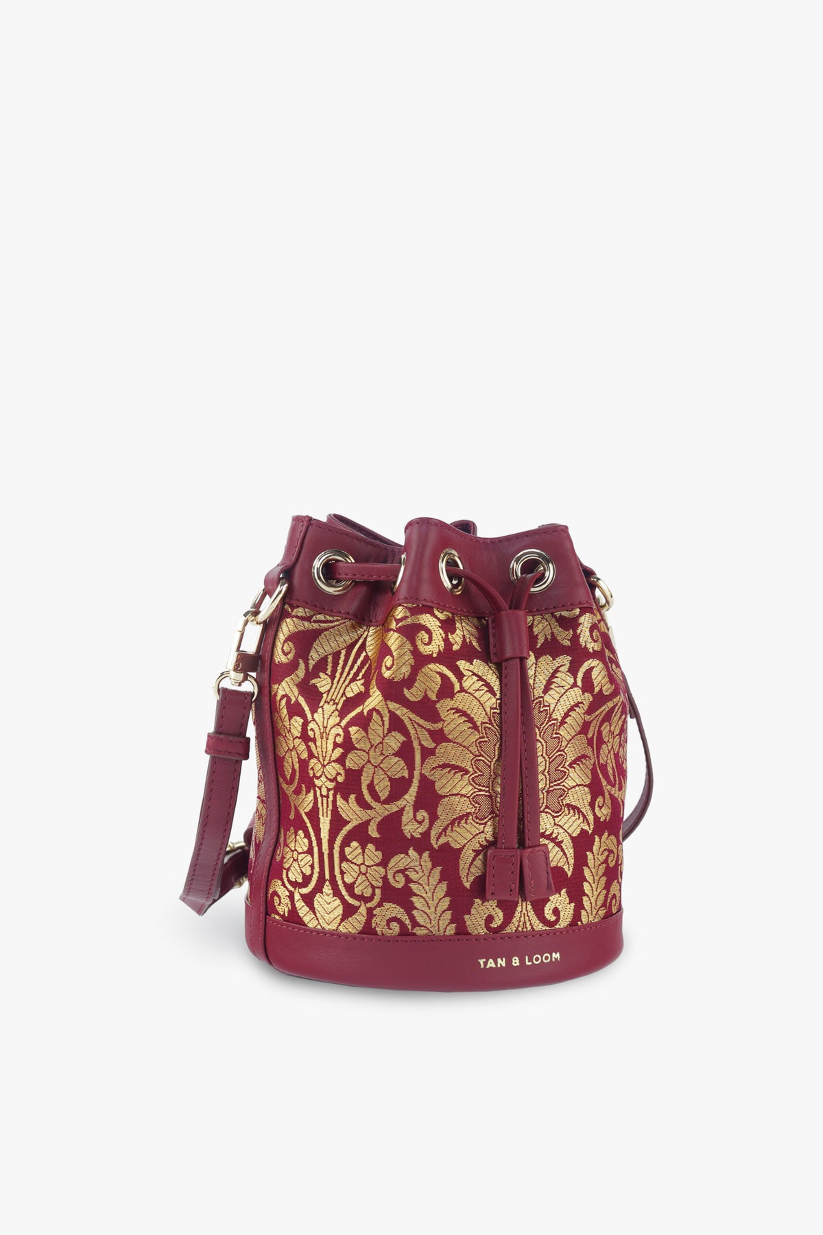 Divine Maroon Brocade Bucket Bag