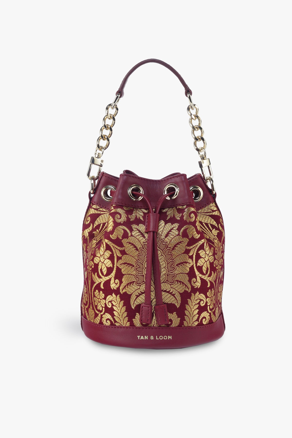 Divine Maroon Brocade Bucket Bag