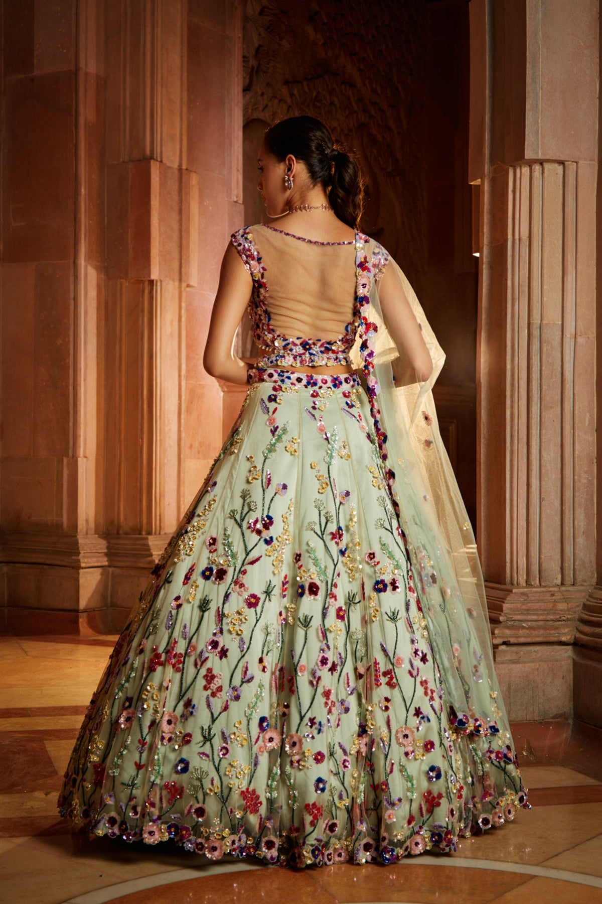 Mint Green Tulle Lehenga Set