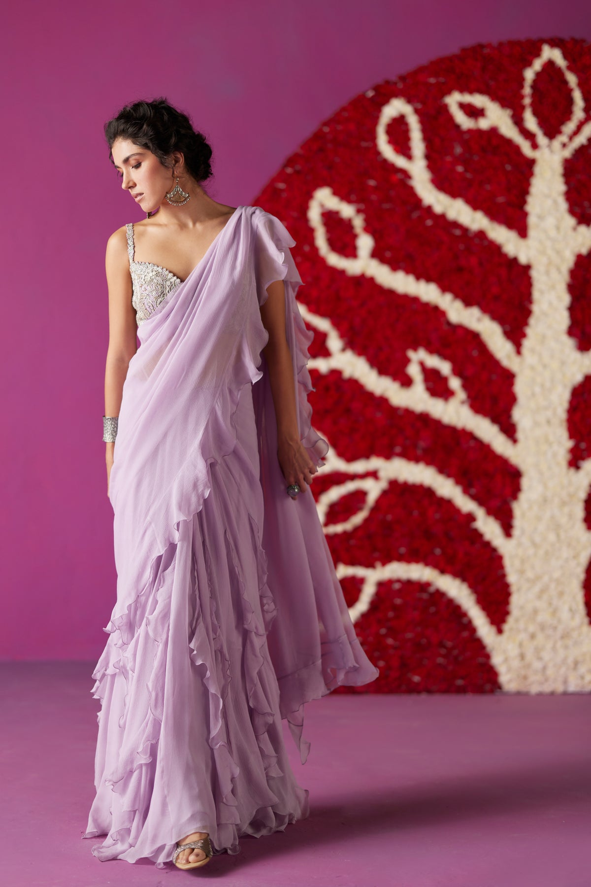 Ahilya Ruffle Saree Set