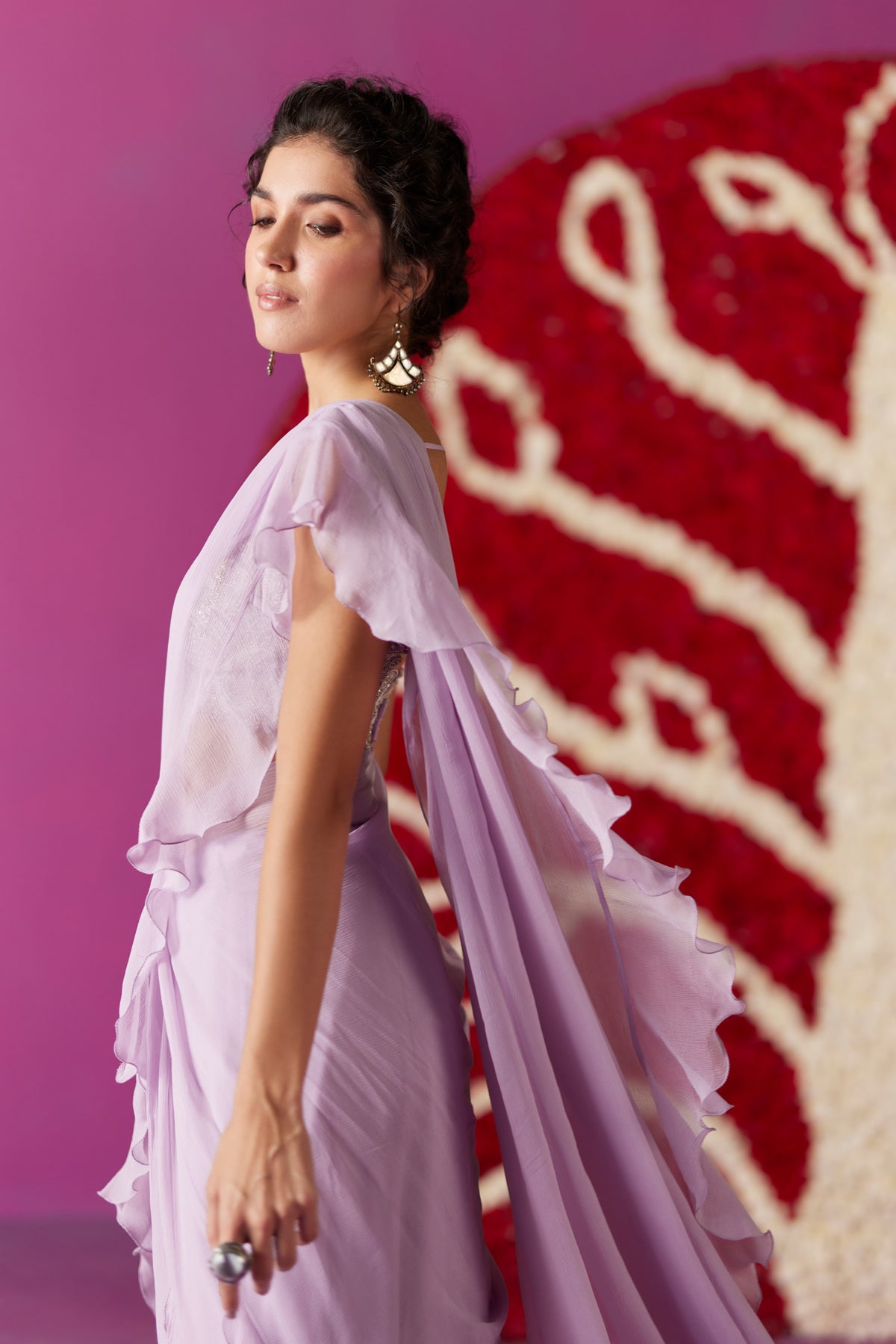 Ahilya Ruffle Saree Set