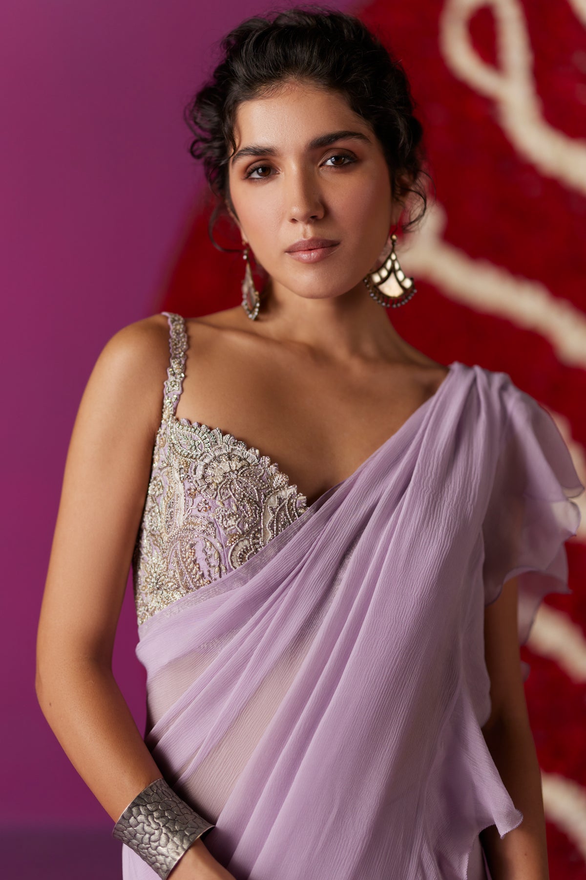 Ahilya Ruffle Saree Set