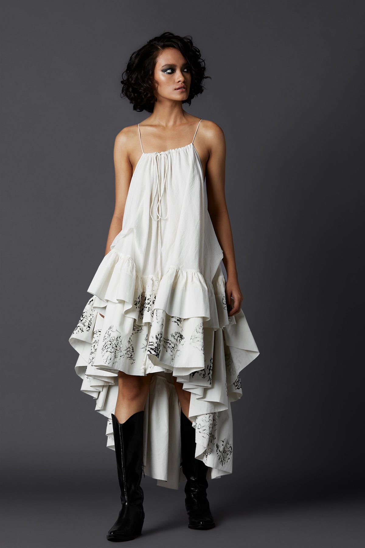 High low frill dress