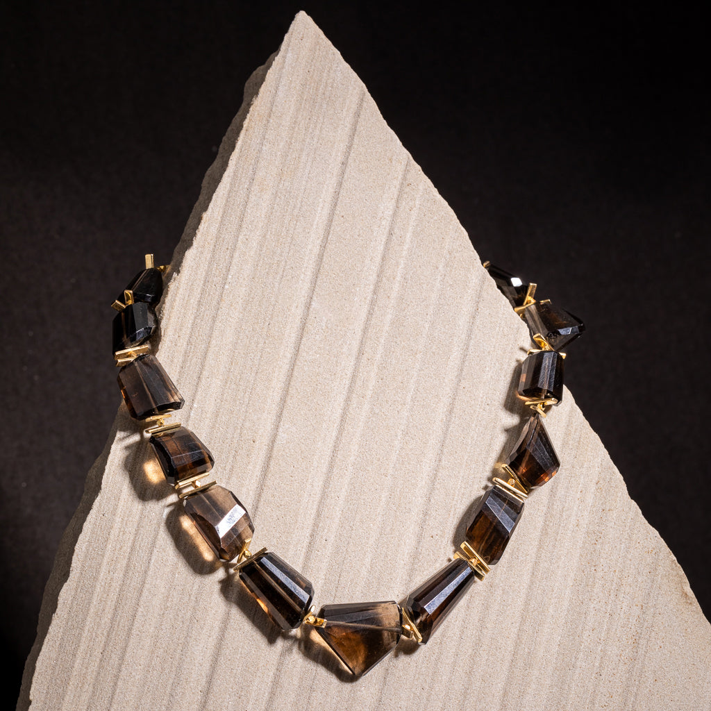 Smoky Quartz Geo Beads Necklace