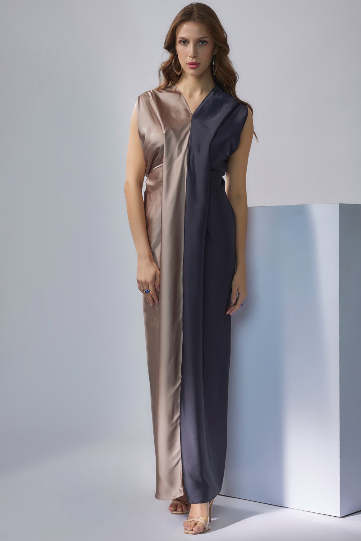 Violet &amp; Nude Drape Gown