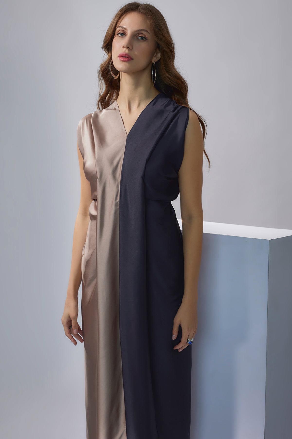 Violet &amp; Nude Drape Gown