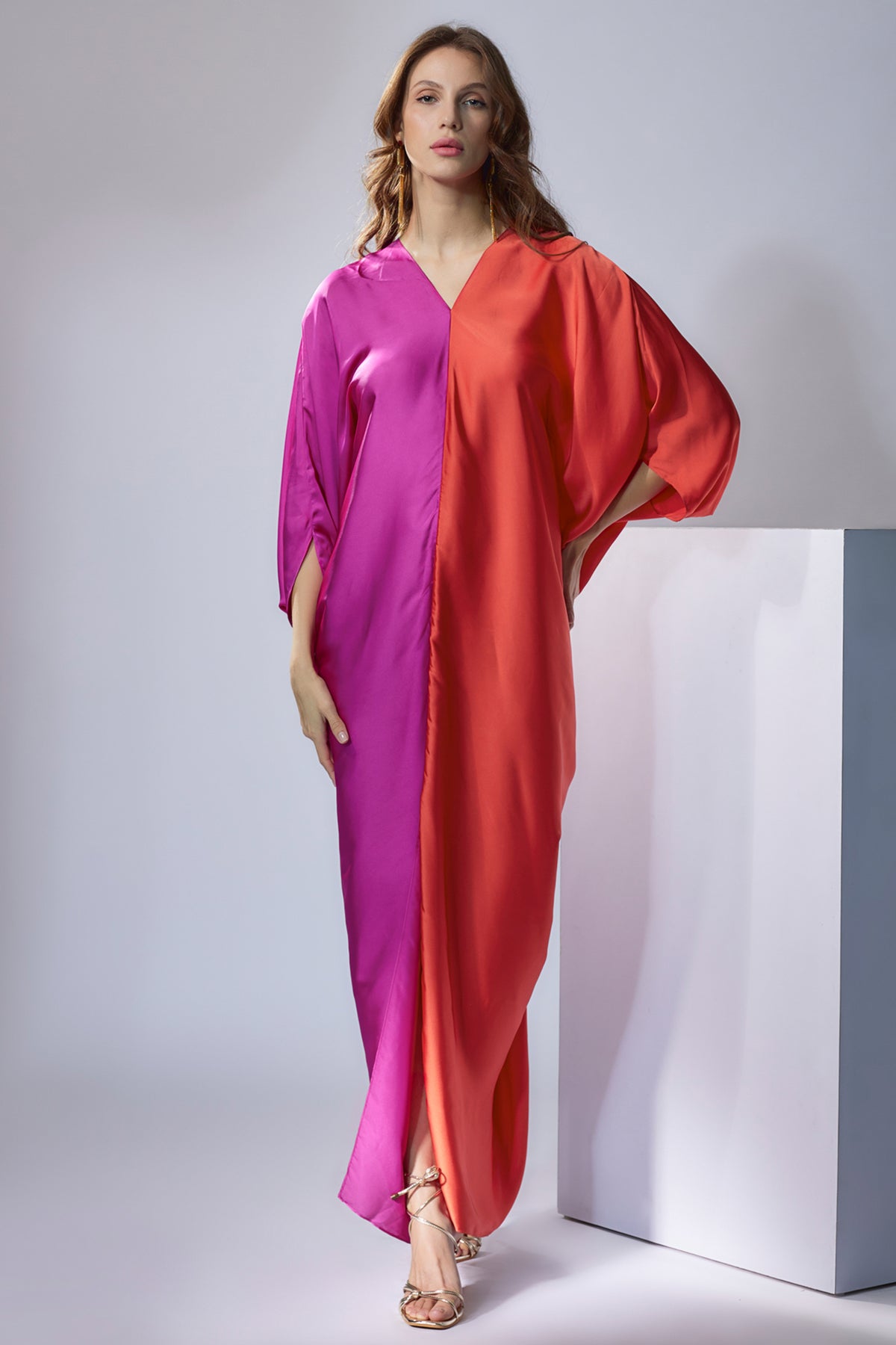 Pink &amp; Orange Kaftan Style Gown