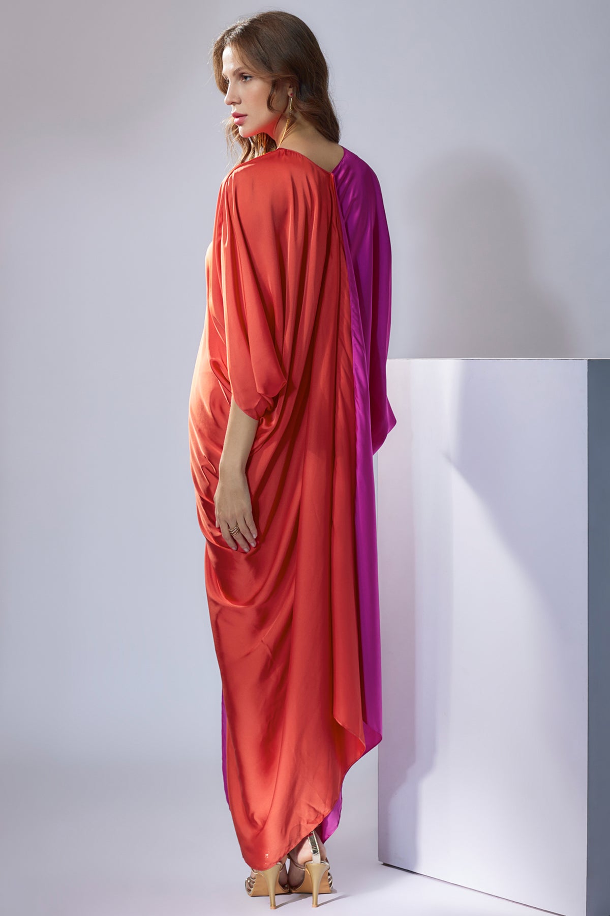 Pink &amp; Orange Kaftan Style Gown