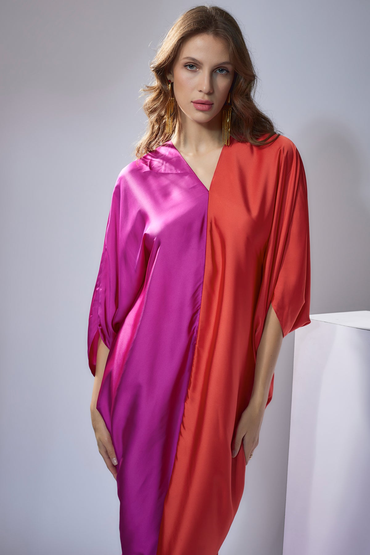 Pink &amp; Orange Kaftan Style Gown