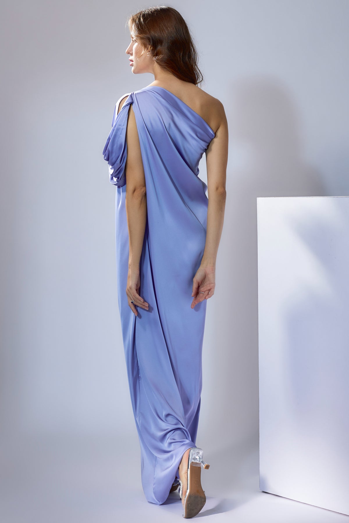 Periwinkle Blue One-shoulder Drape Gown