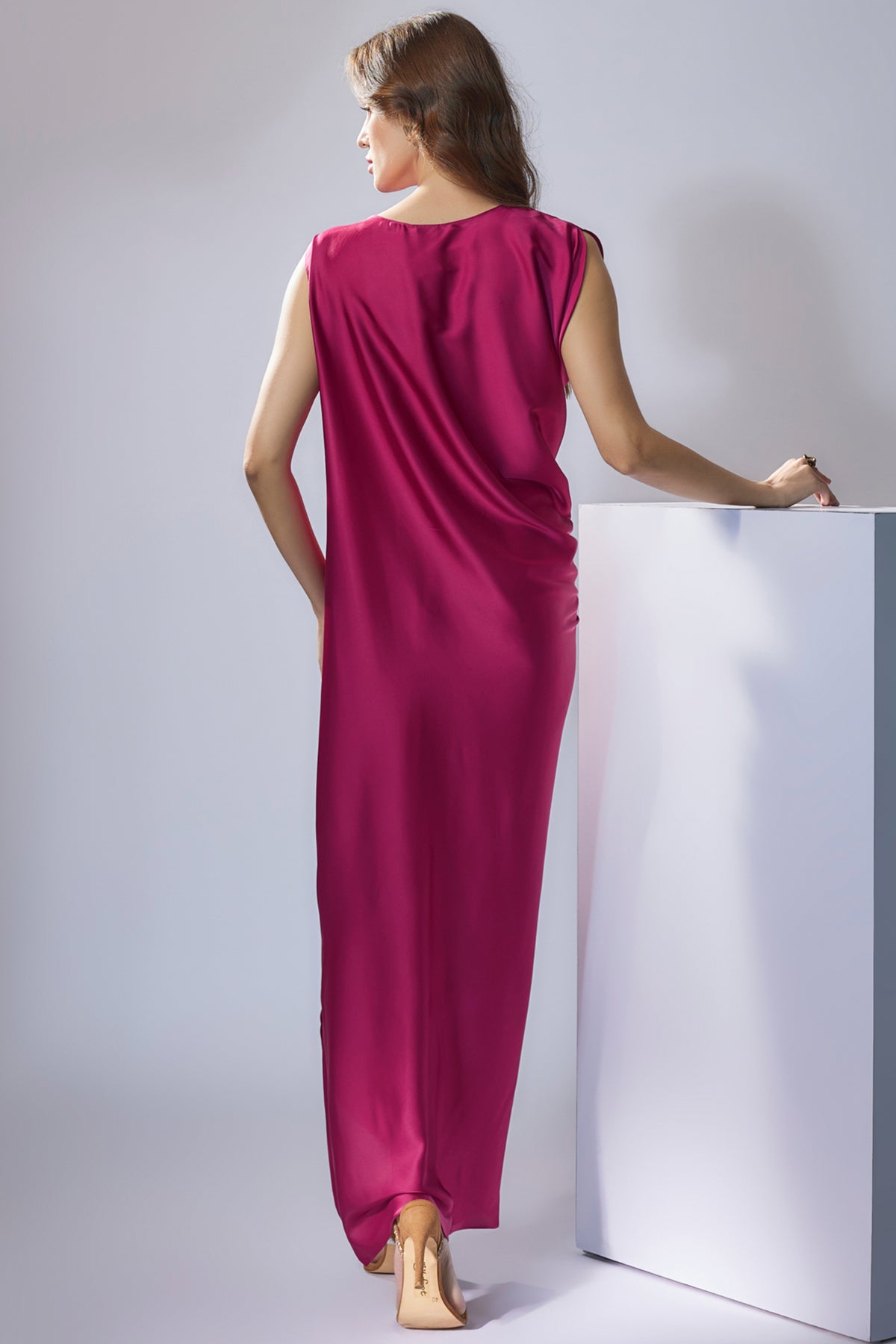 Fuschia Pink Drape Dress