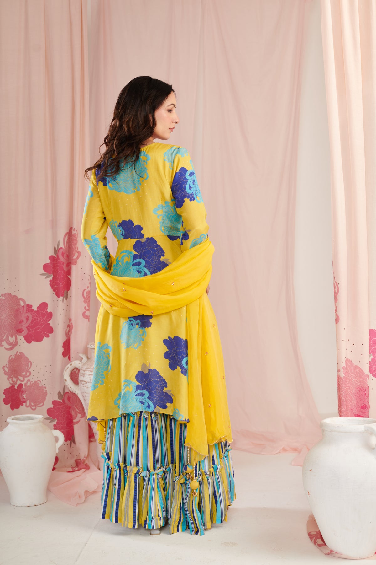 Lime Digital Printed Short Kurta Set