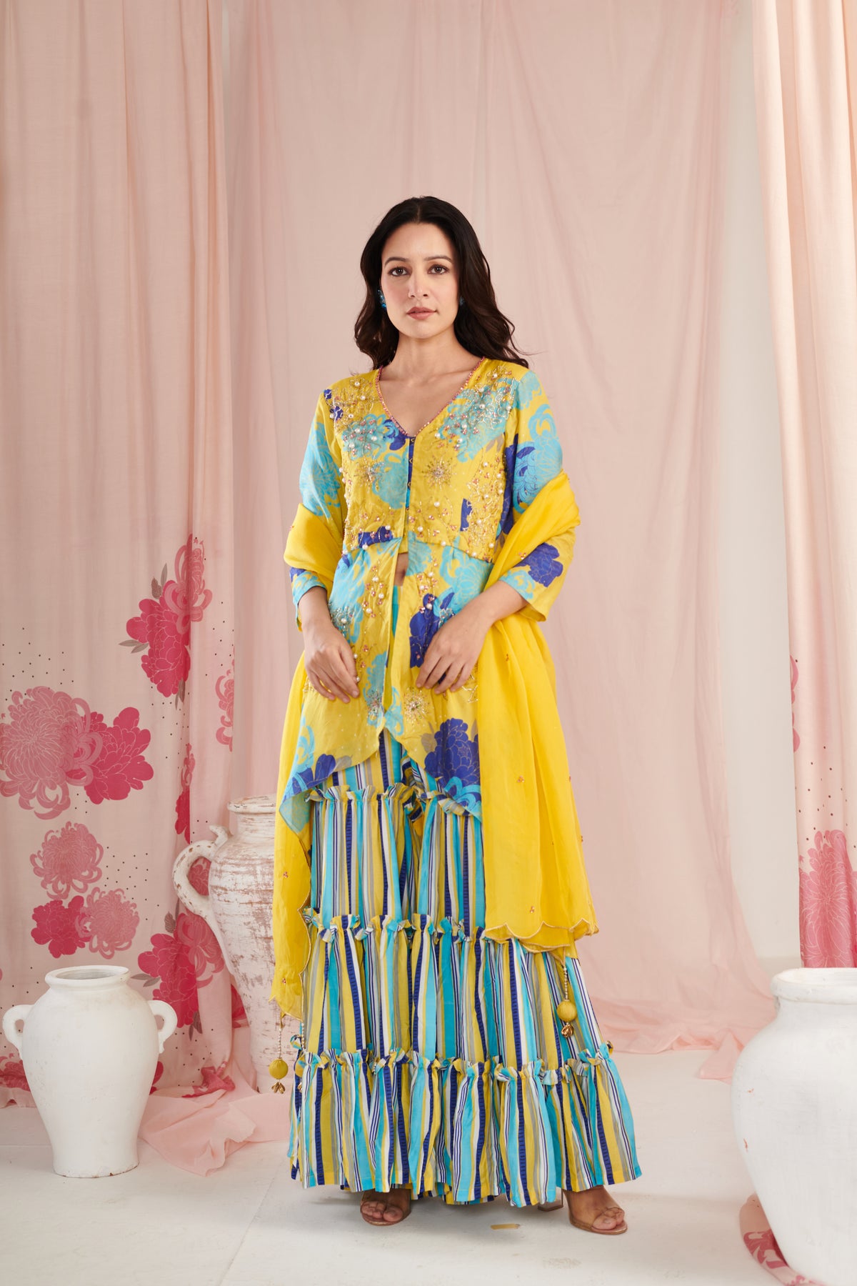 Lime Digital Printed Short Kurta Set