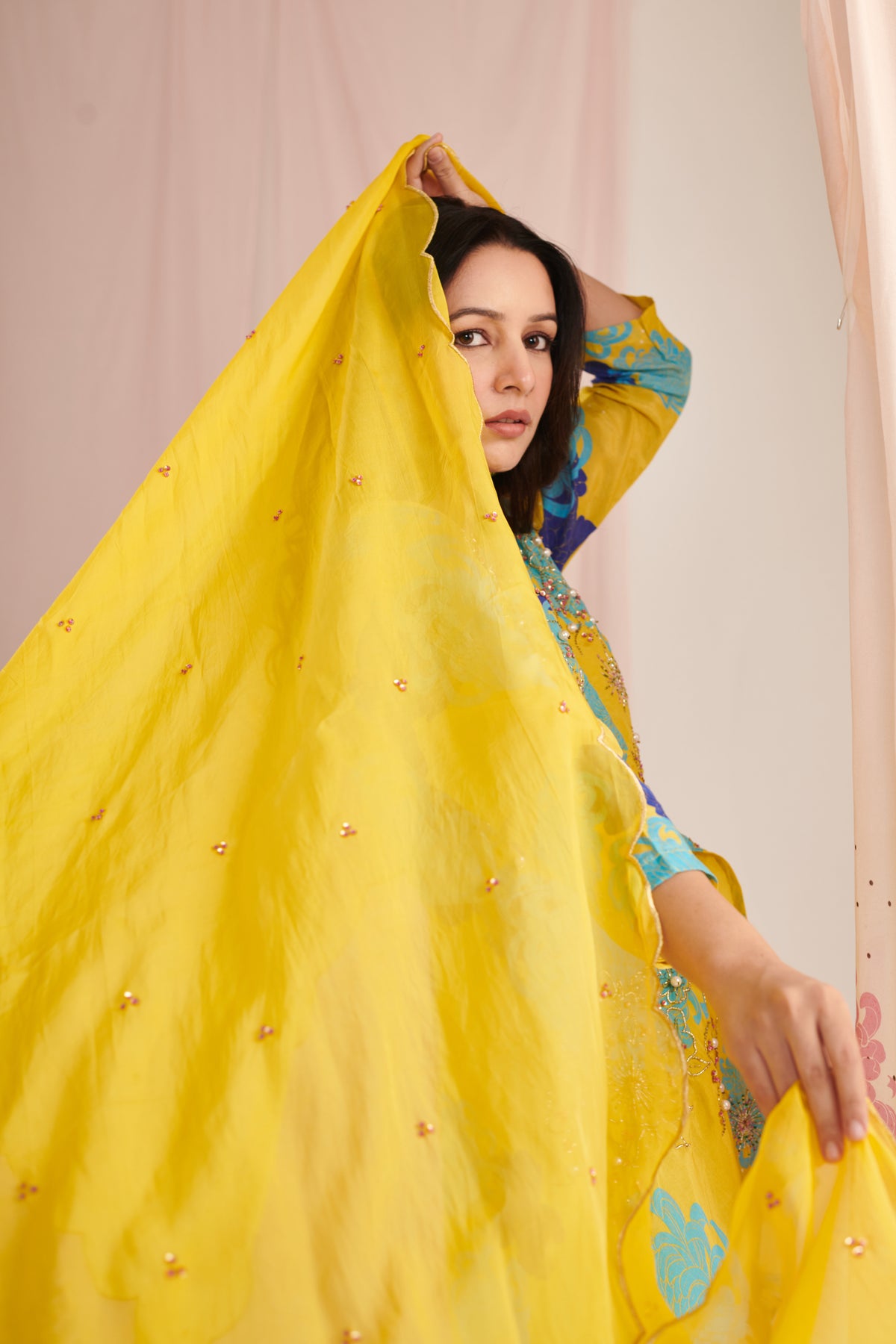 Lime Digital Printed Short Kurta Set