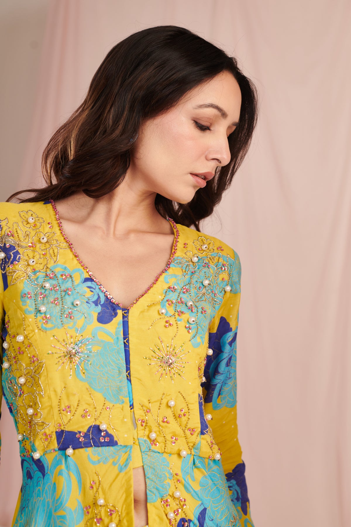 Lime Digital Printed Short Kurta Set