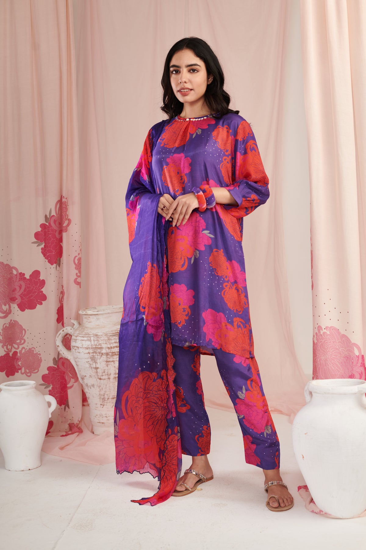 Purple Daisy Kurta Set
