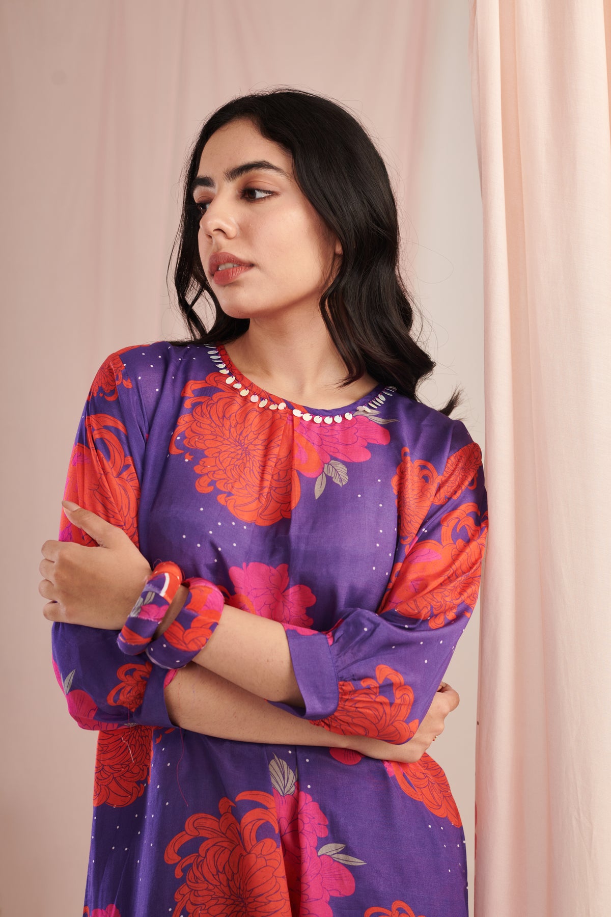 Purple Daisy Kurta Set
