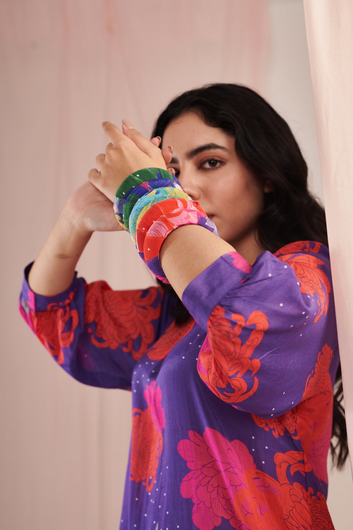 Purple Daisy Kurta Set