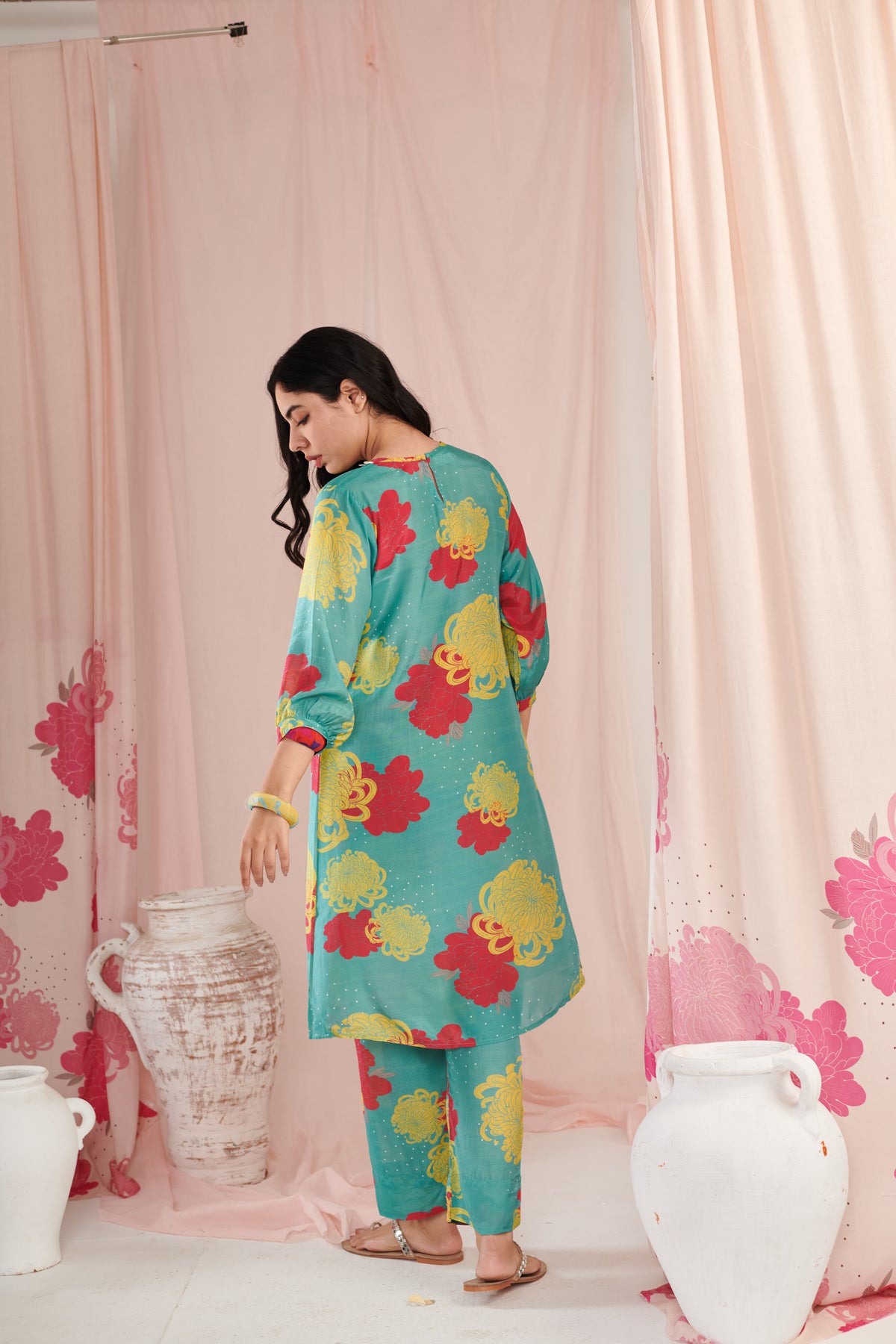 Aqua Daisy Kurta Set