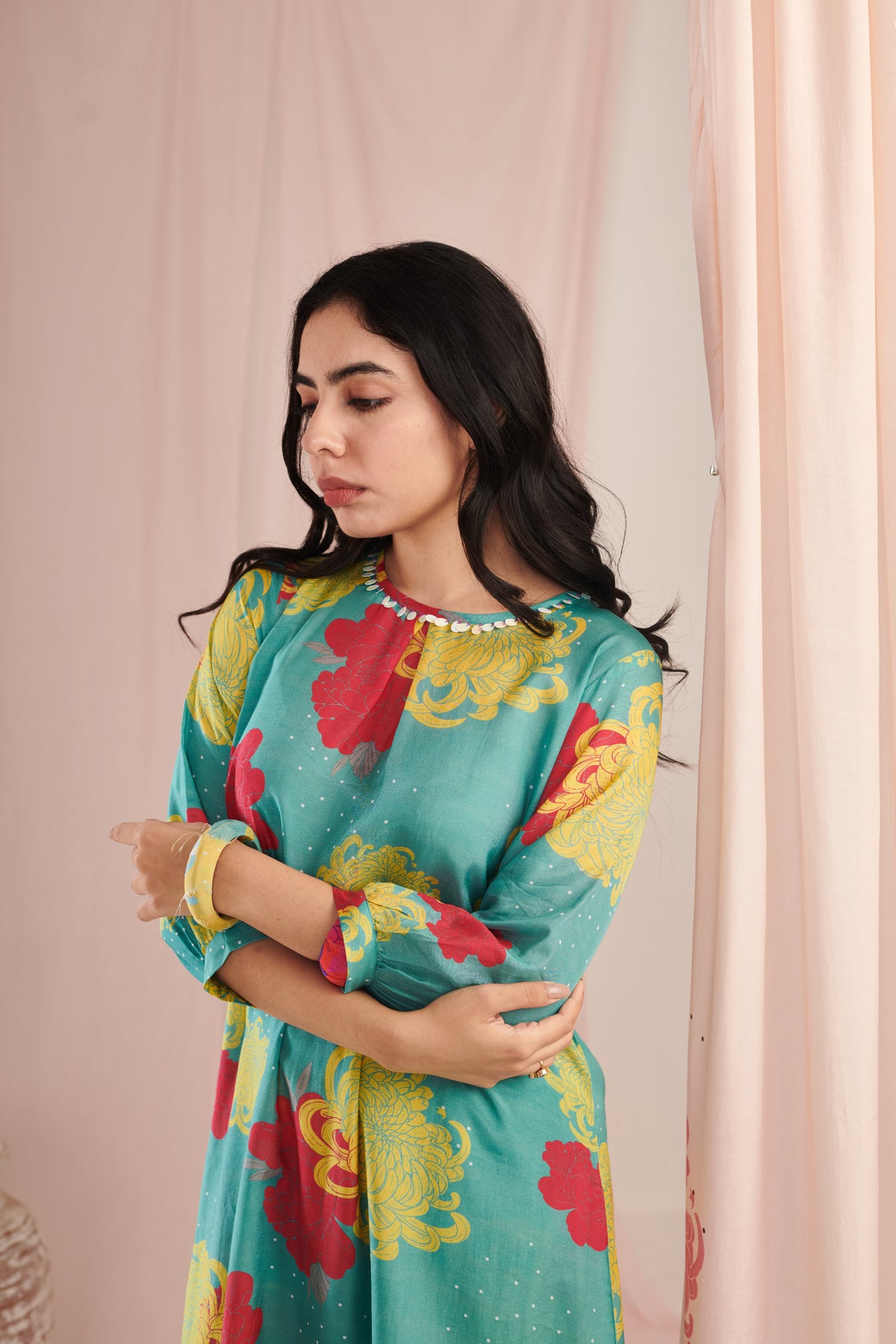 Aqua Daisy Kurta Set