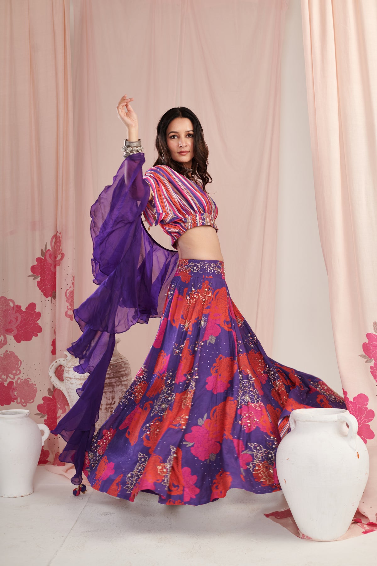 Amethyst Purple Bloom Lehenga Set