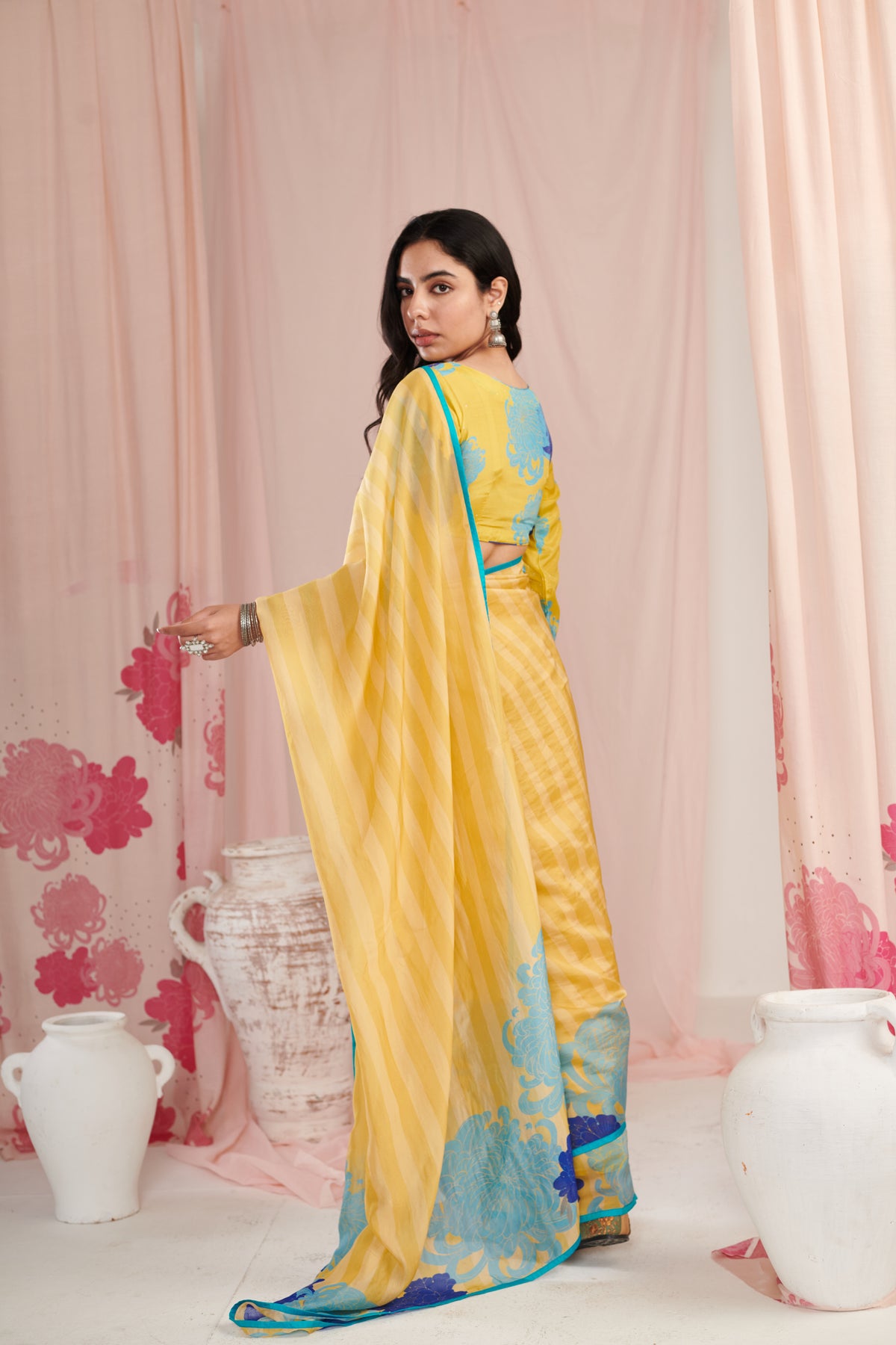 Chrysan Lime Saree Set