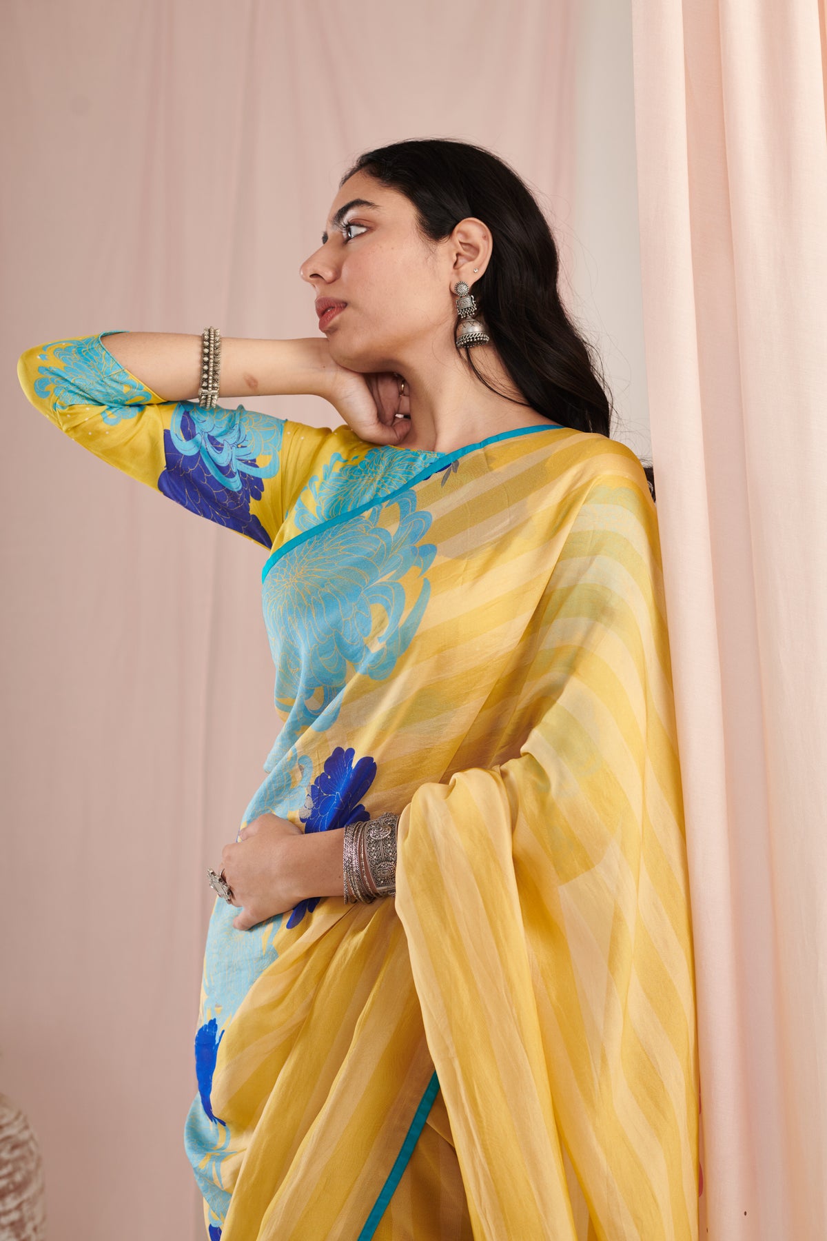 Chrysan Lime Saree Set