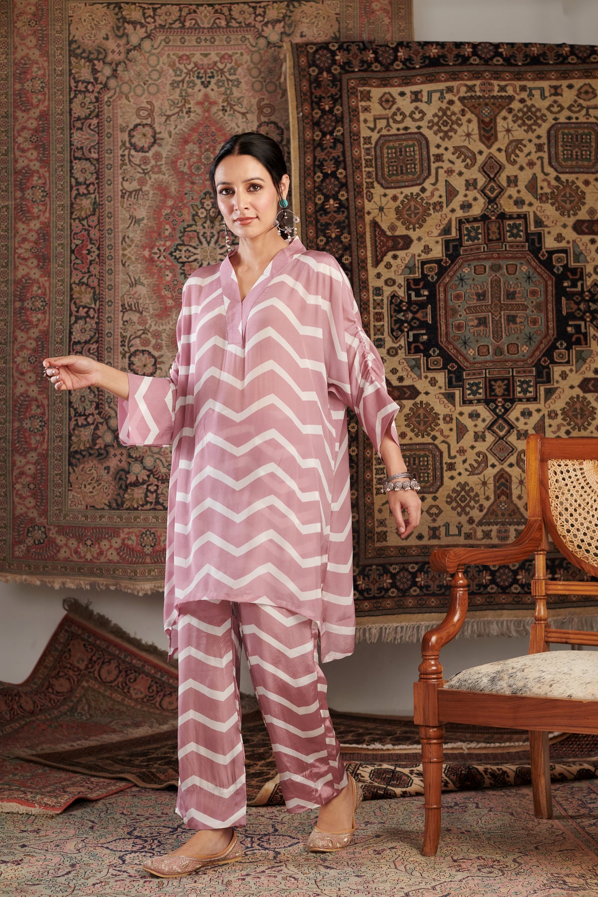 Chevron Old Rose Tunic Set