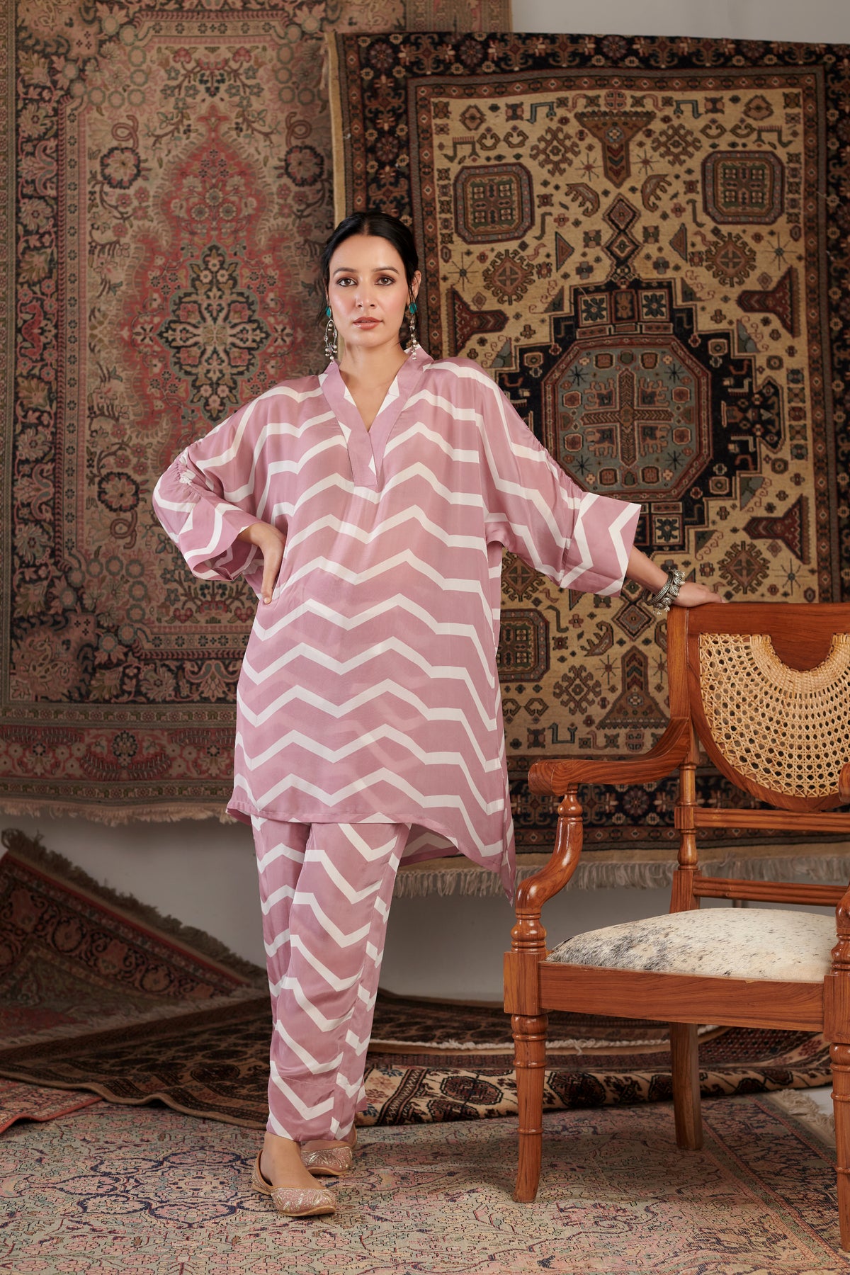 Chevron Old Rose Tunic Set