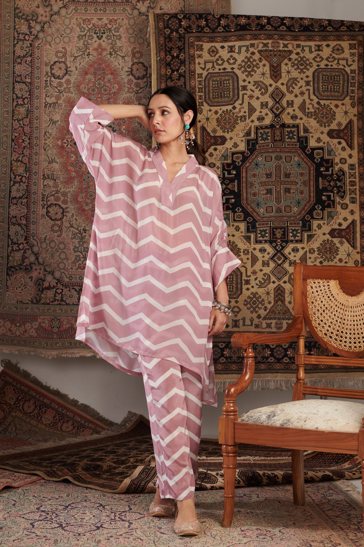 Chevron Old Rose Tunic Set