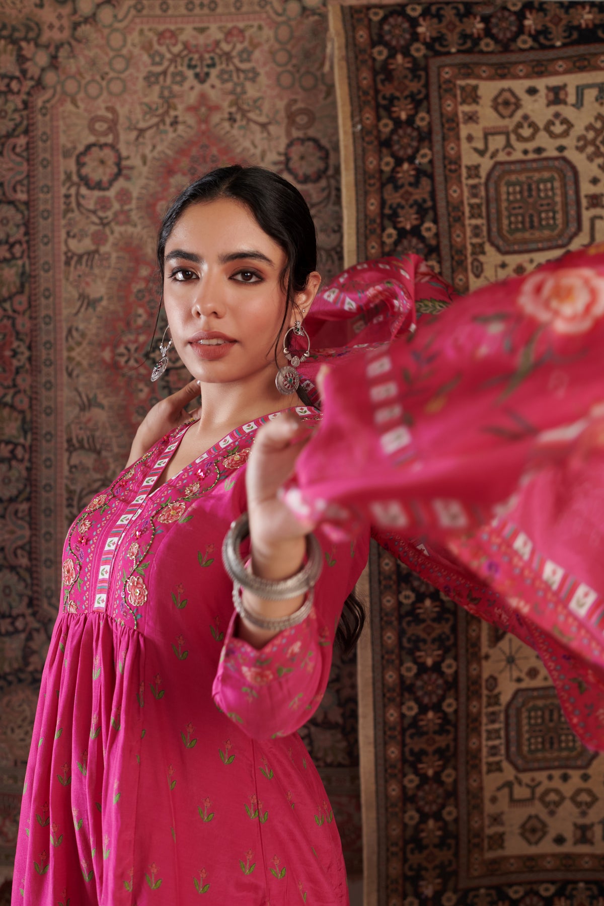 Gul Embroidered Hot Pink Kurta Set