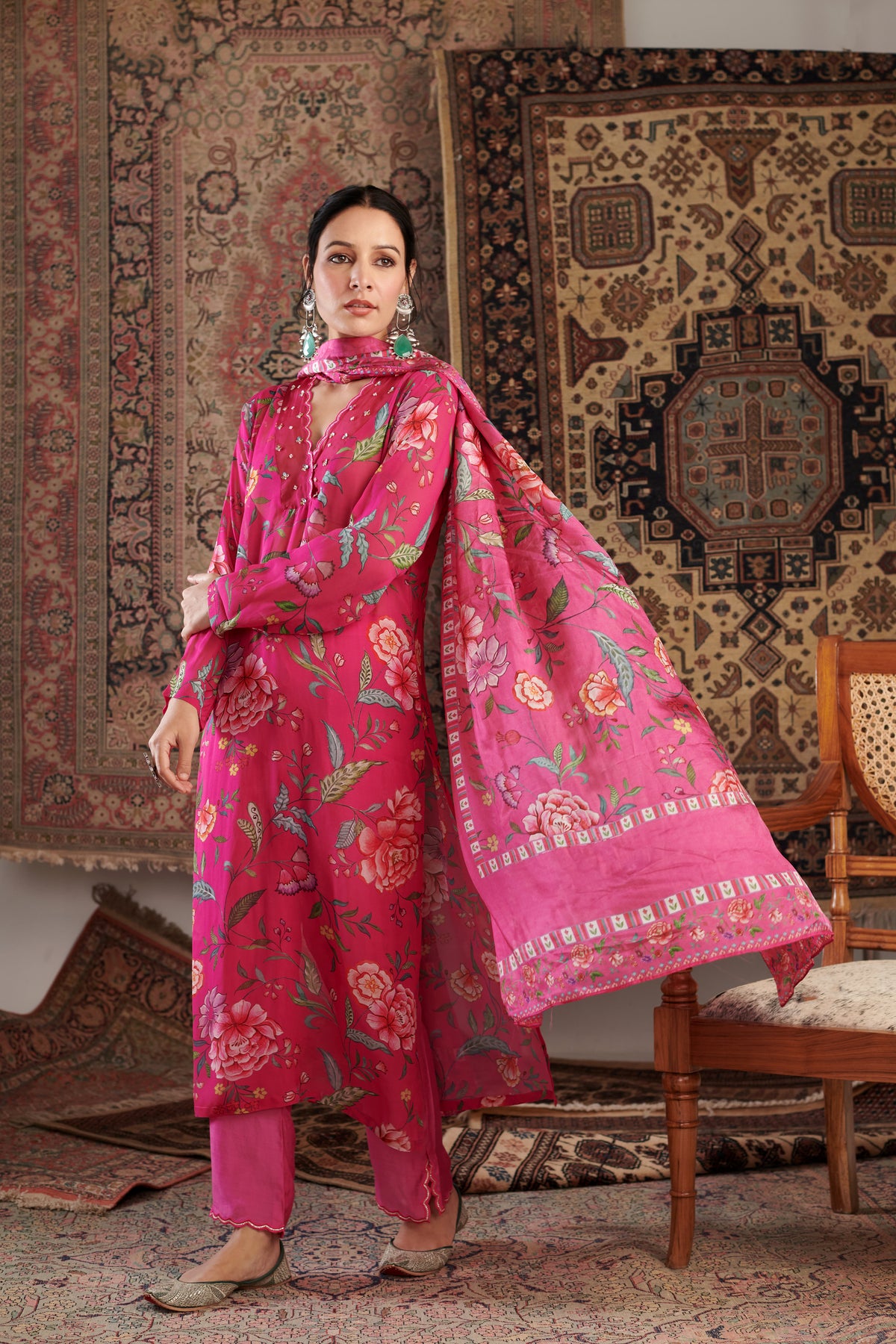 Aks Hot Pink Kurta Set