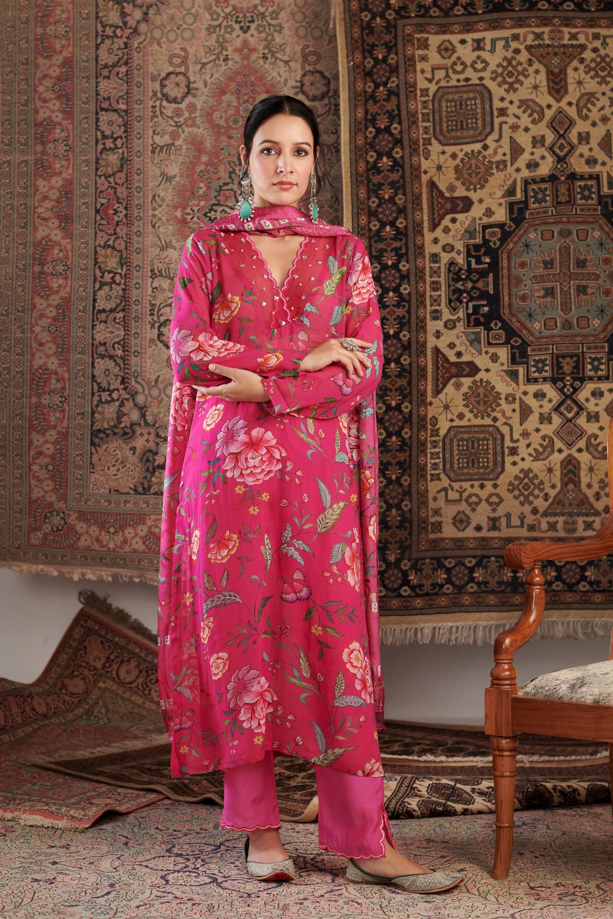 Aks Hot Pink Kurta Set