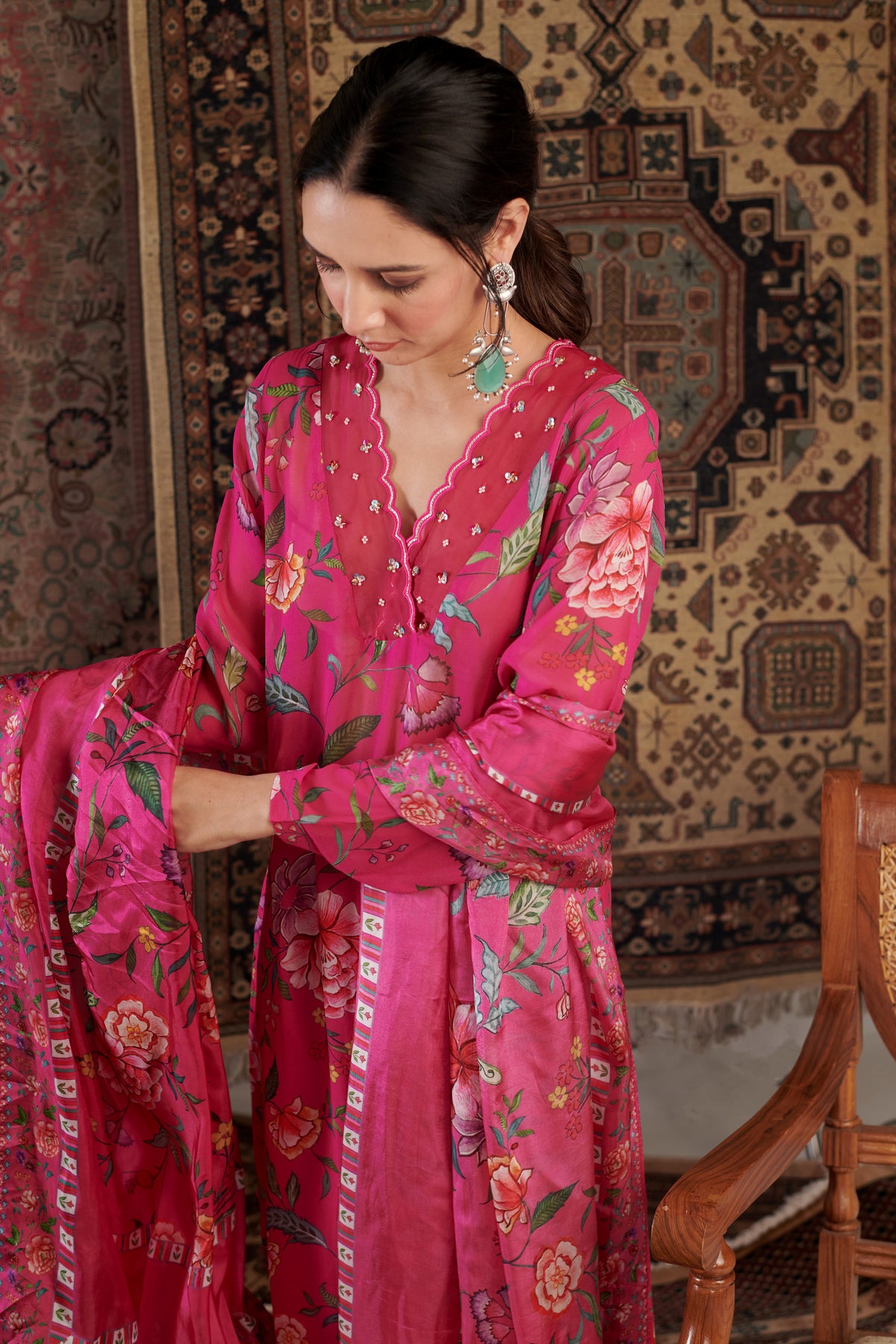Aks Hot Pink Kurta Set