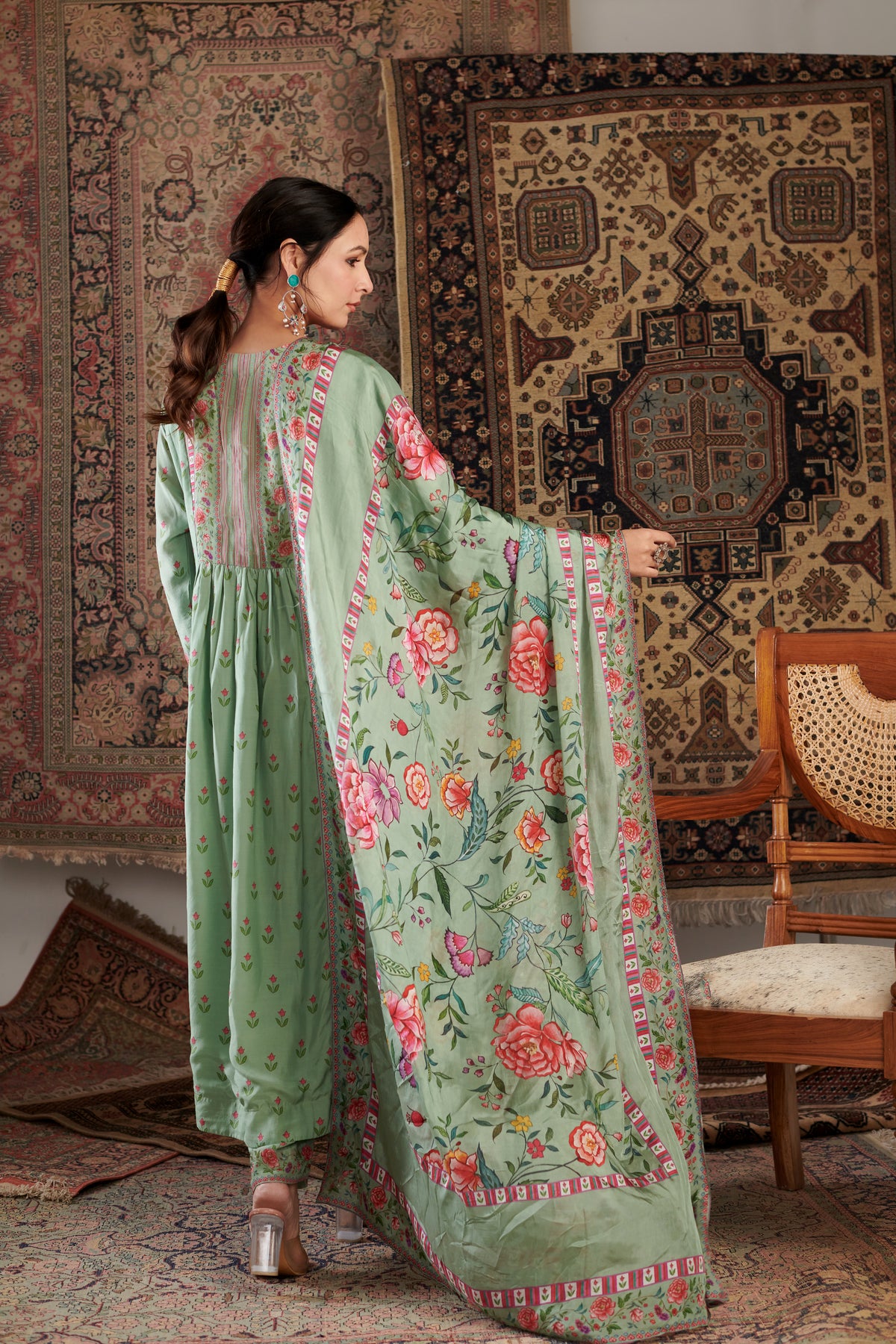 Gul Embroidered Mint Kurta Set