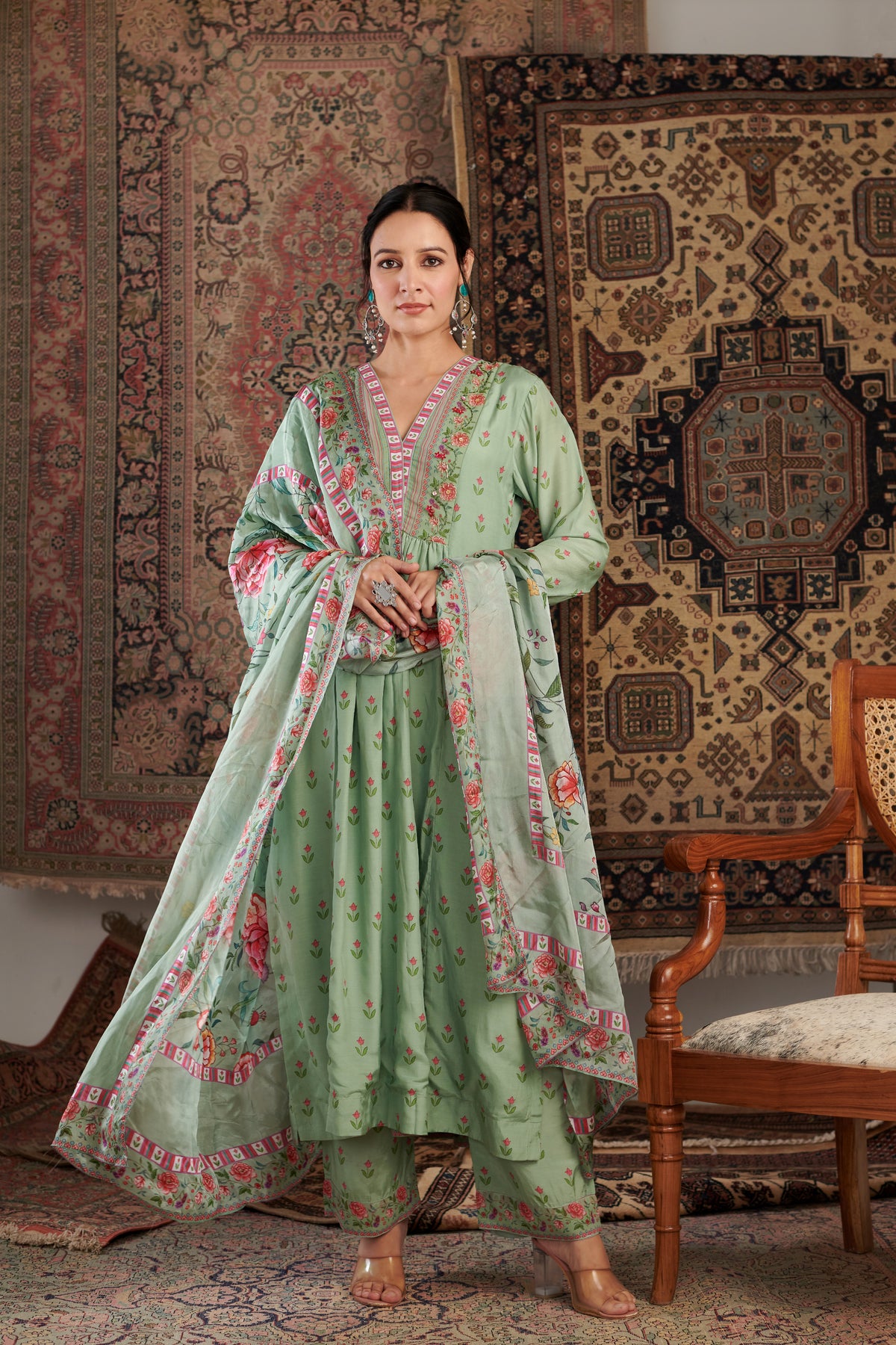 Gul Embroidered Mint Kurta Set