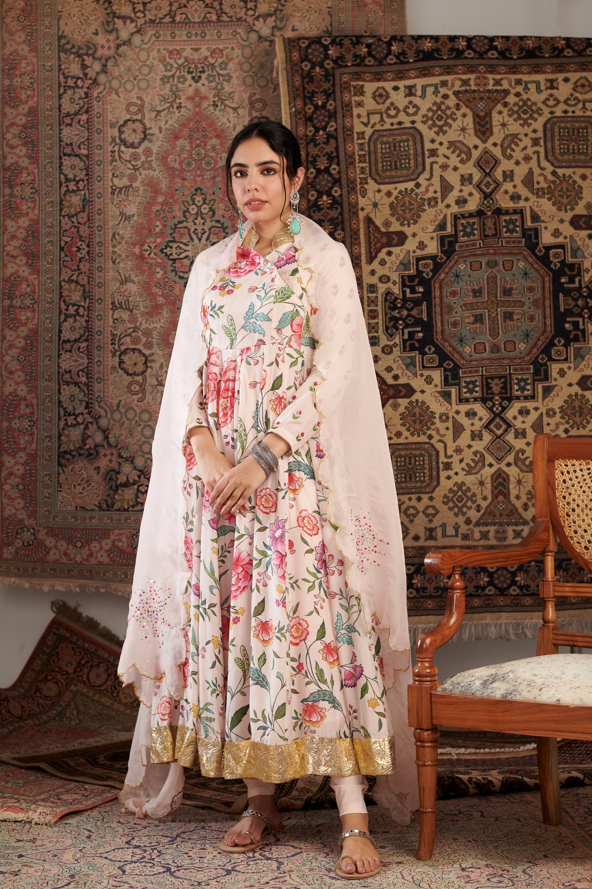 Aks Ivory Anarkali Set