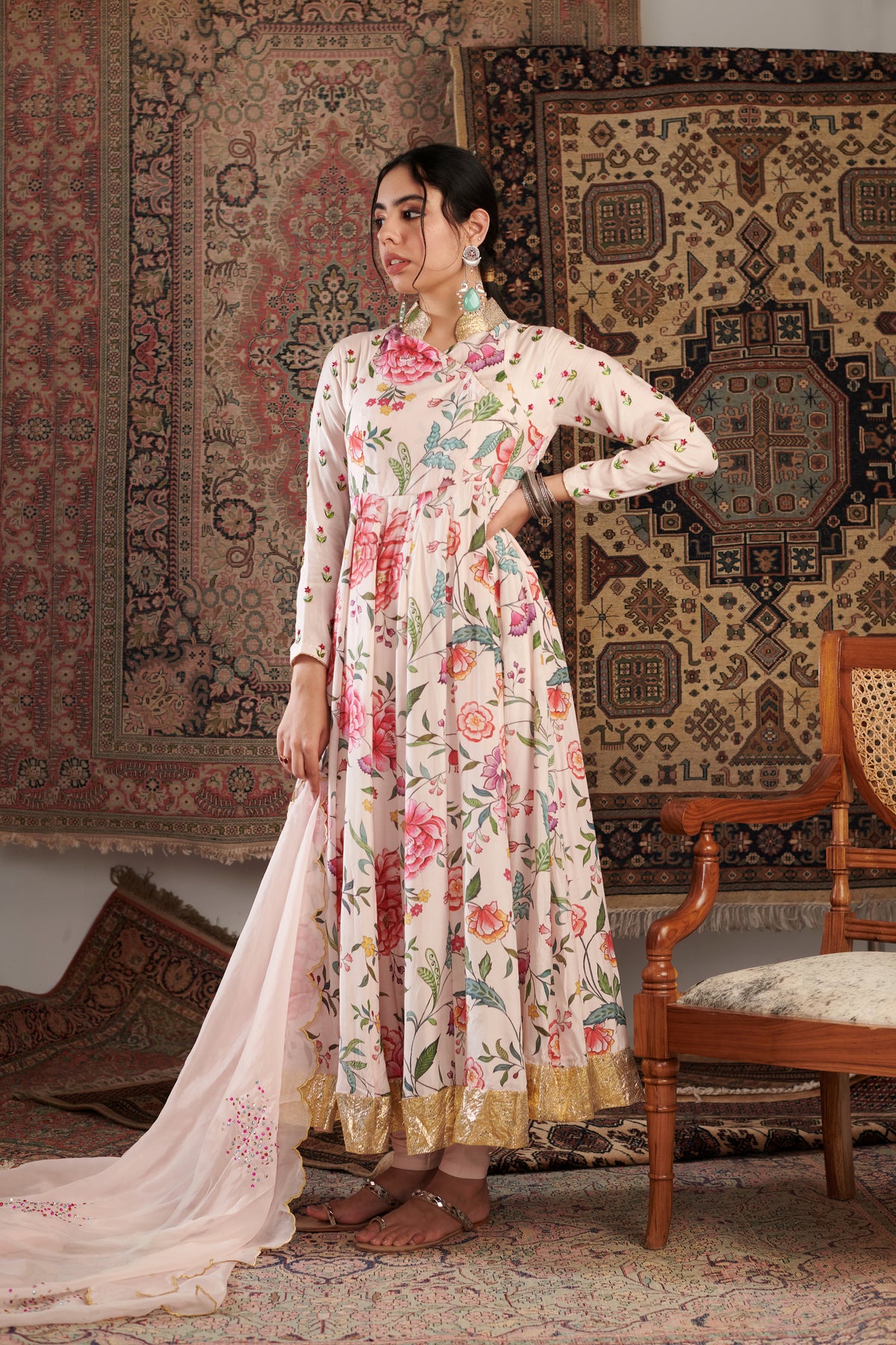 Aks Ivory Anarkali Set