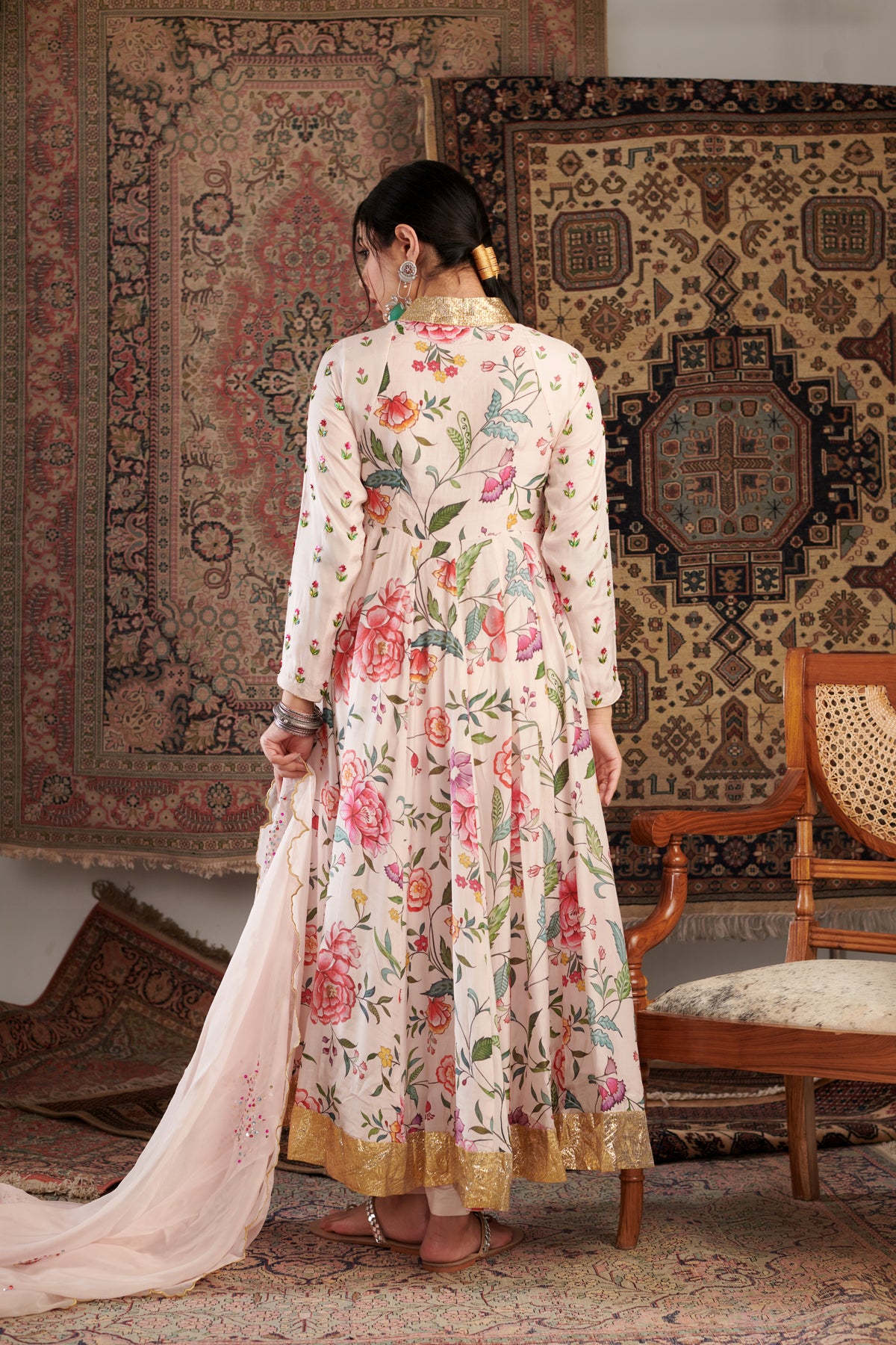 Aks Ivory Anarkali Set